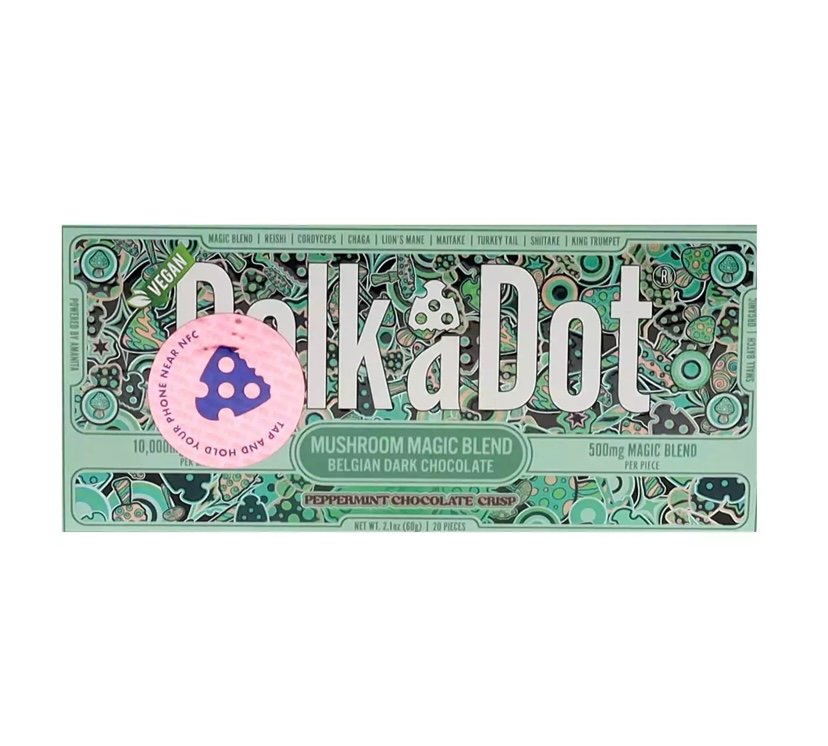 Peppermint Chocolate Crisp PolkaDot Magic Mushroom Belgian Dark Chocolate 500mg