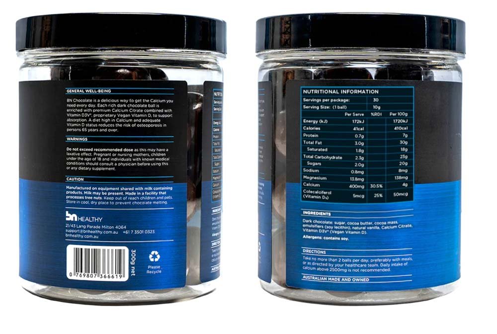 BN Chocolate – Calcium & Vitamin D 30 Balls by BN Healthy - Image 2
