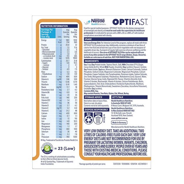 VLCD – Nestle Optifast Bar x 6bars - Image 9