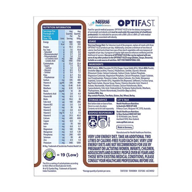 VLCD – Nestle Optifast Bar x 6bars - Image 3